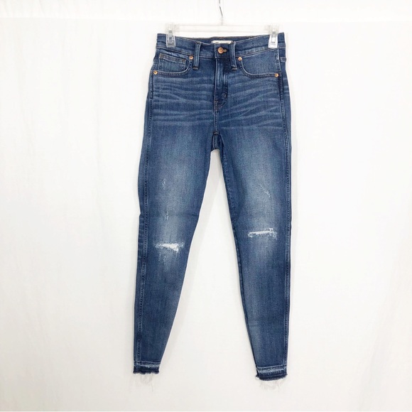 Madewell 9” High Rise Skinny Released Hem Distressed Jeans, Size 26, Blue - Picture 1 of 5